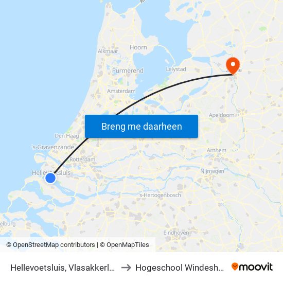 Hellevoetsluis, Vlasakkerlaan to Hogeschool Windesheim map