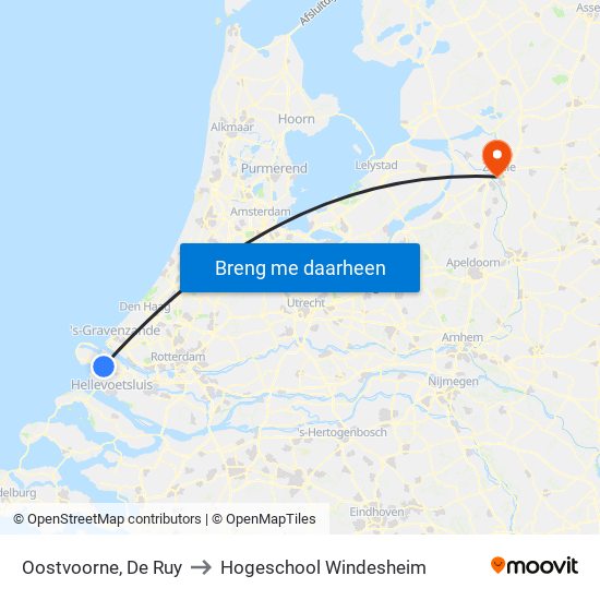 Oostvoorne, De Ruy to Hogeschool Windesheim map
