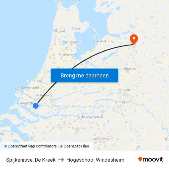 Spijkenisse, De Kreek to Hogeschool Windesheim map