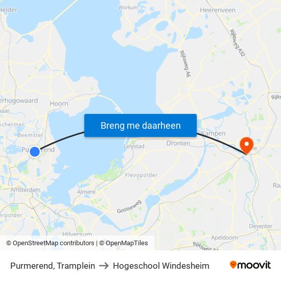 Purmerend, Tramplein to Hogeschool Windesheim map