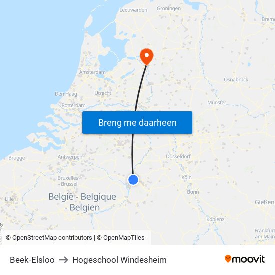 Beek-Elsloo to Hogeschool Windesheim map