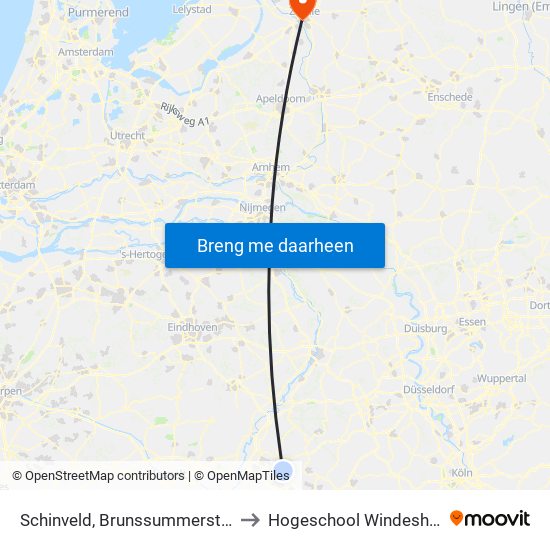 Schinveld, Brunssummerstraat to Hogeschool Windesheim map