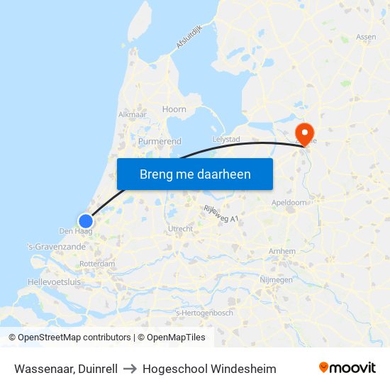 Wassenaar, Duinrell to Hogeschool Windesheim map