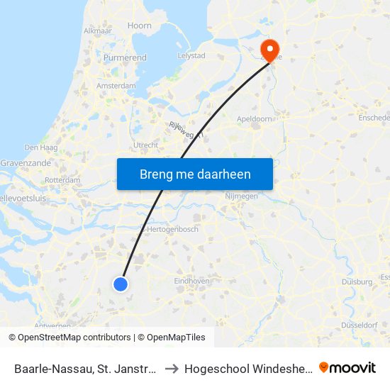Baarle-Nassau, St. Janstraat to Hogeschool Windesheim map