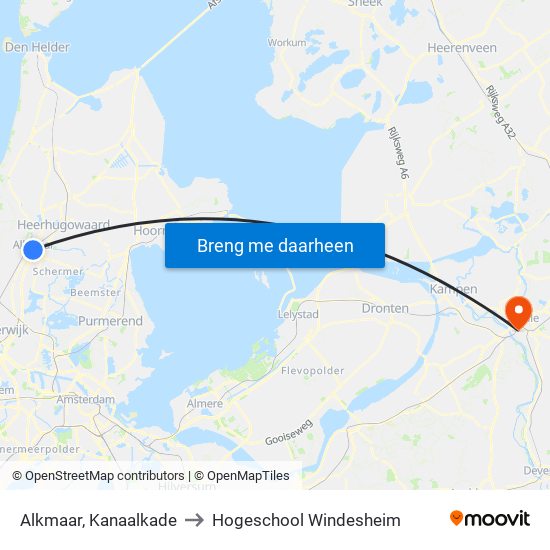 Alkmaar, Kanaalkade to Hogeschool Windesheim map