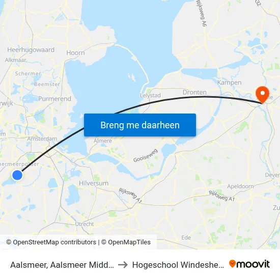 Aalsmeer, Aalsmeer Midden to Hogeschool Windesheim map