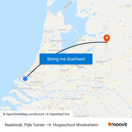 Naaldwijk, Pijle Tuinen to Hogeschool Windesheim map