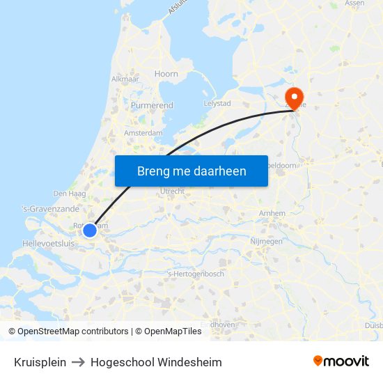 Kruisplein to Hogeschool Windesheim map