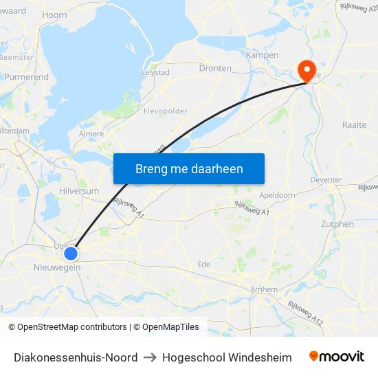 Diakonessenhuis-Noord to Hogeschool Windesheim map