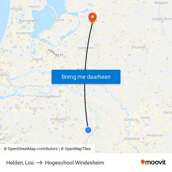 Helden, Loo to Hogeschool Windesheim map