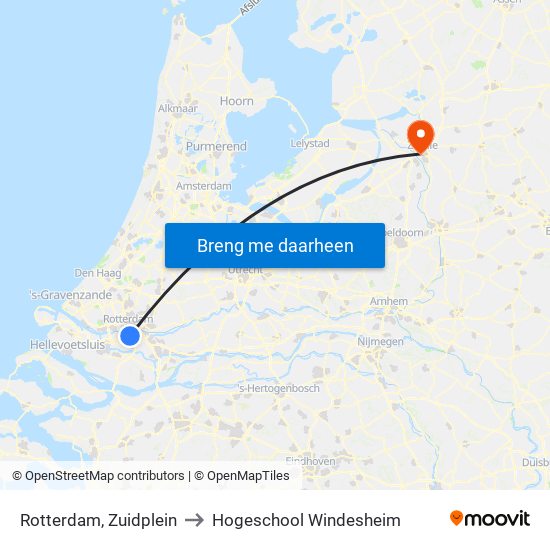 Rotterdam, Zuidplein to Hogeschool Windesheim map