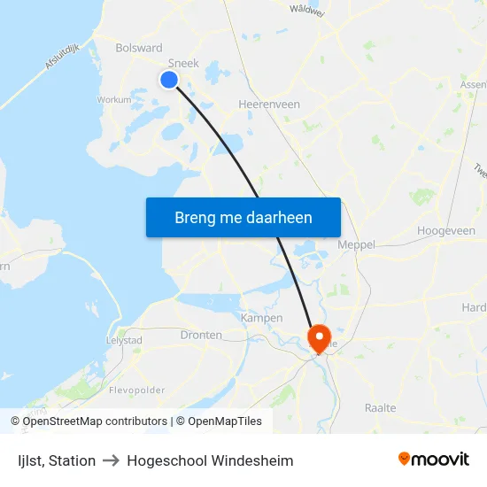 Ijlst, Station to Hogeschool Windesheim map