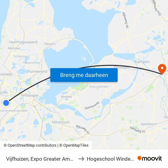 Vijfhuizen, Expo Greater Amsterdam to Hogeschool Windesheim map