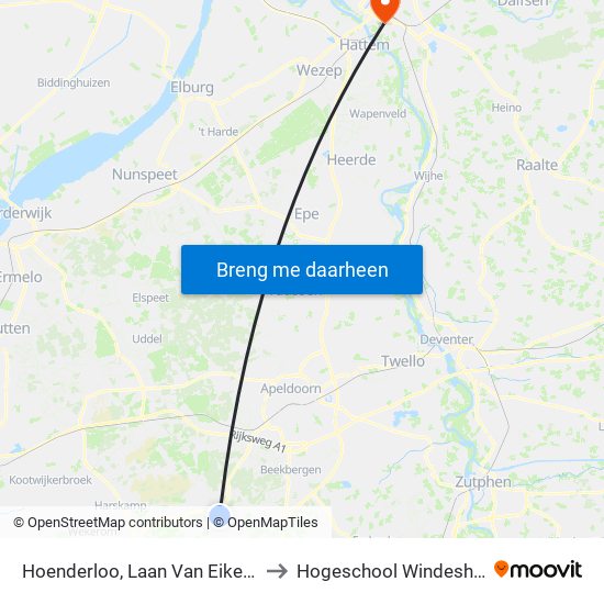 Hoenderloo, Laan Van Eikenhof to Hogeschool Windesheim map