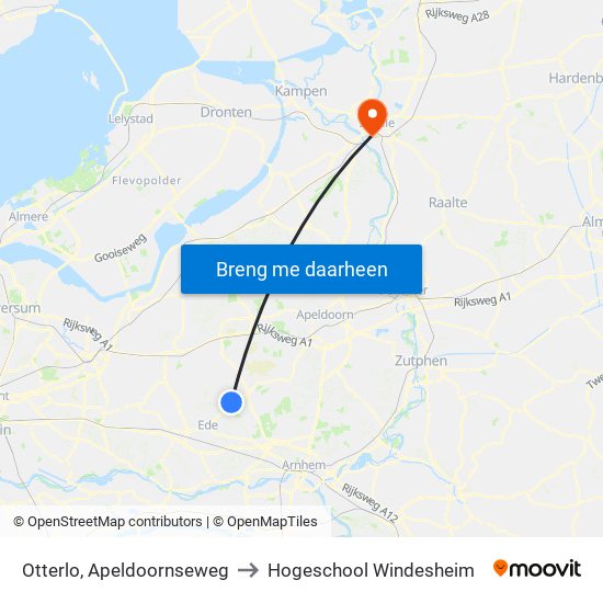 Otterlo, Apeldoornseweg to Hogeschool Windesheim map