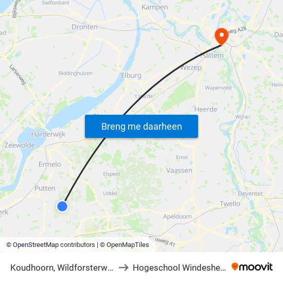 Koudhoorn, Wildforsterweg to Hogeschool Windesheim map