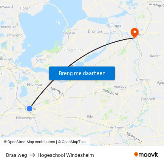 Draaiweg to Hogeschool Windesheim map
