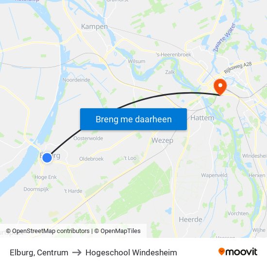 Elburg, Centrum to Hogeschool Windesheim map