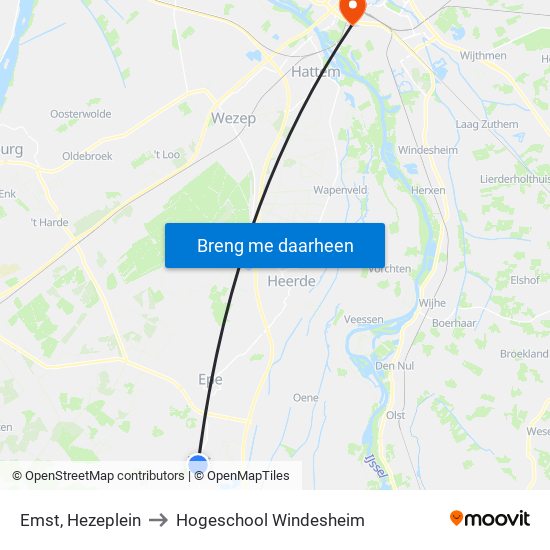Emst, Hezeplein to Hogeschool Windesheim map