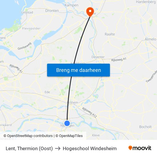 Lent, Thermion (Oost) to Hogeschool Windesheim map