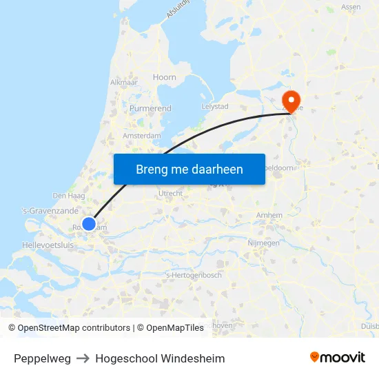 Peppelweg to Hogeschool Windesheim map