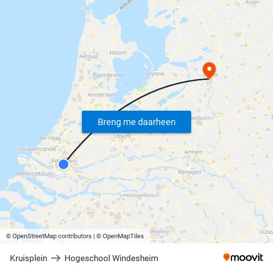 Kruisplein to Hogeschool Windesheim map