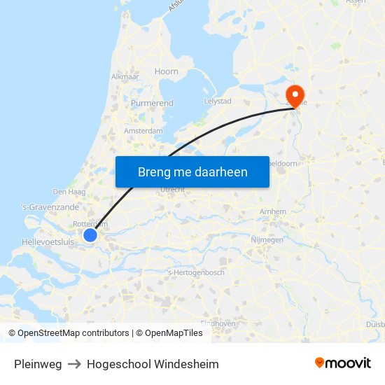 Pleinweg to Hogeschool Windesheim map