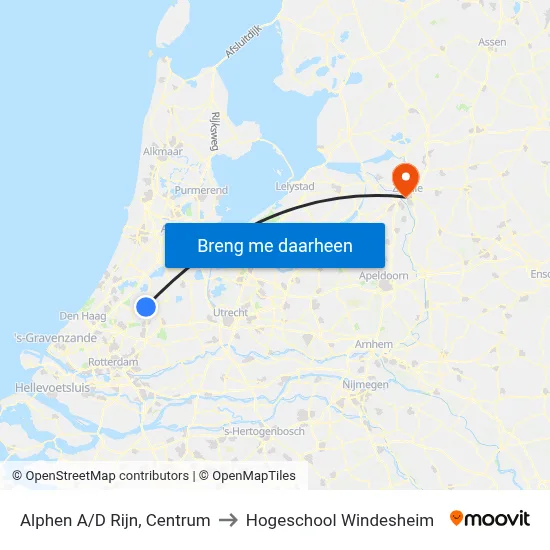 Alphen A/D Rijn, Centrum to Hogeschool Windesheim map