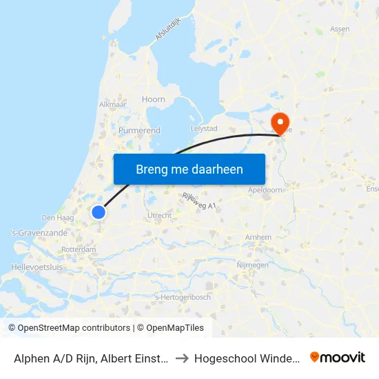 Alphen A/D Rijn, Albert Einsteinweg to Hogeschool Windesheim map