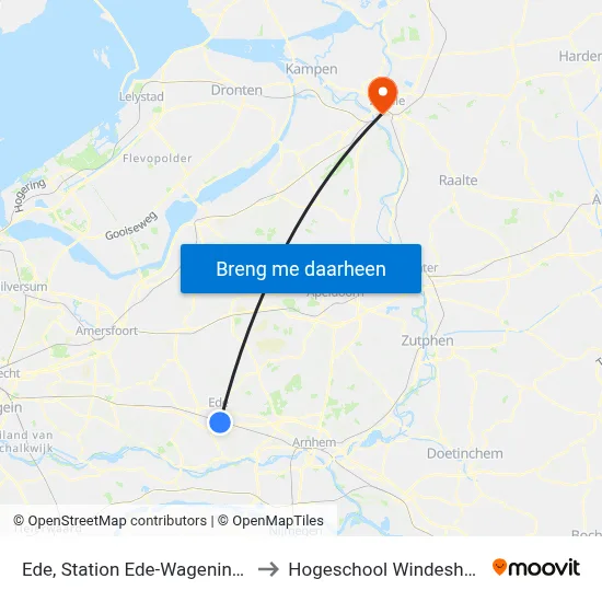 Ede, Station Ede-Wageningen to Hogeschool Windesheim map
