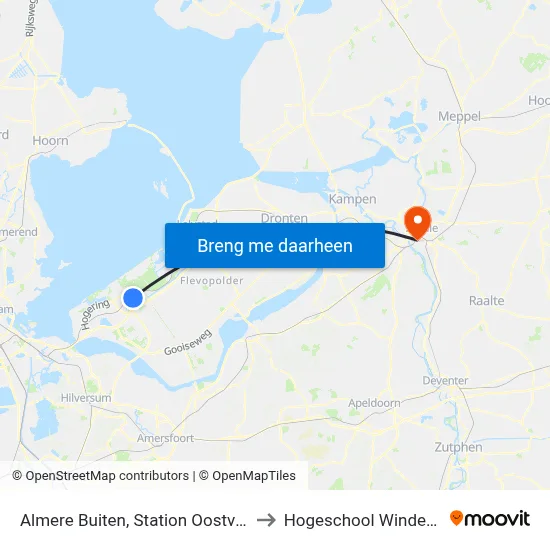 Almere Buiten, Station Oostvaarders to Hogeschool Windesheim map