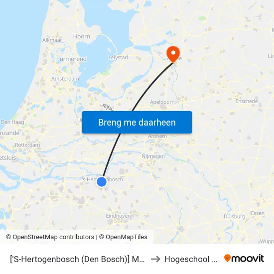 ['S-Hertogenbosch (Den Bosch)] Magistratenlaan/Parallelweg to Hogeschool Windesheim map