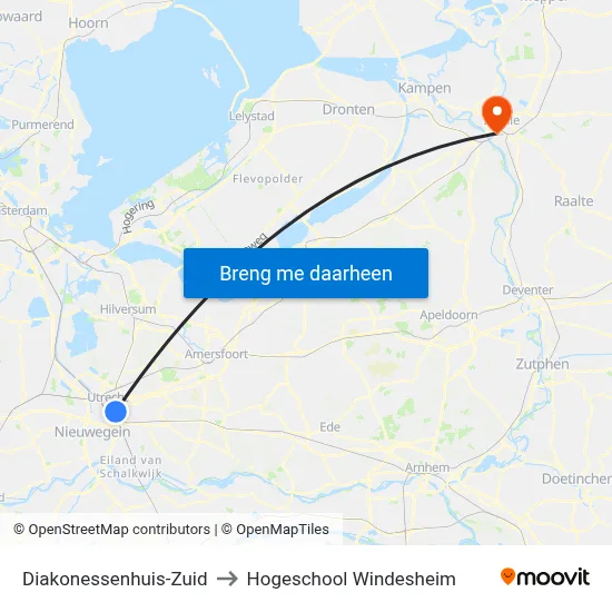 Diakonessenhuis-Zuid to Hogeschool Windesheim map