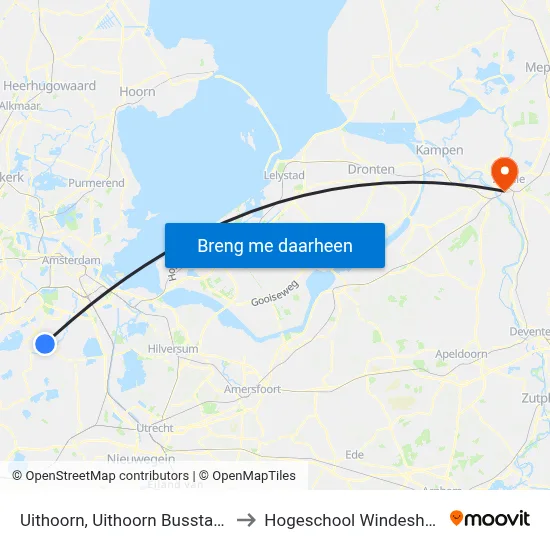 Uithoorn, Uithoorn Busstation to Hogeschool Windesheim map