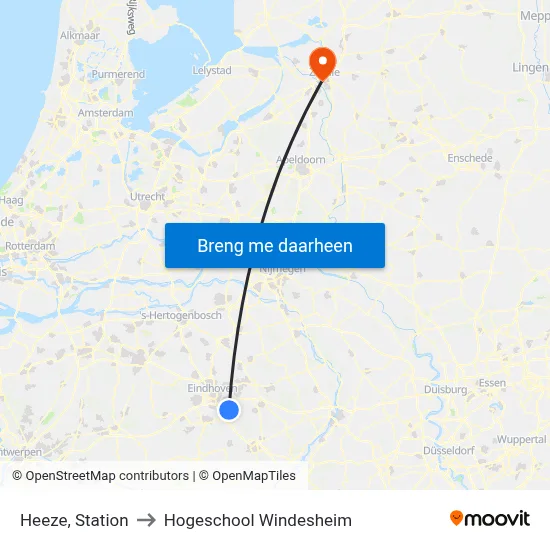 Heeze, Station to Hogeschool Windesheim map
