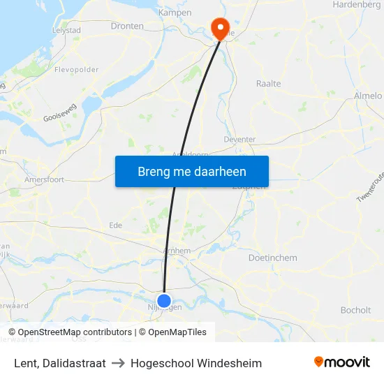 Lent, Dalidastraat to Hogeschool Windesheim map