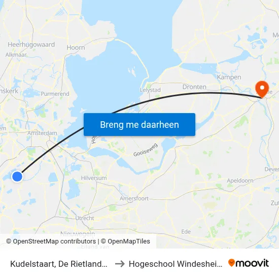 Kudelstaart, De Rietlanden to Hogeschool Windesheim map