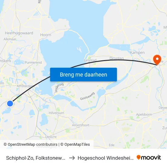 Schiphol-Zo, Folkstoneweg to Hogeschool Windesheim map