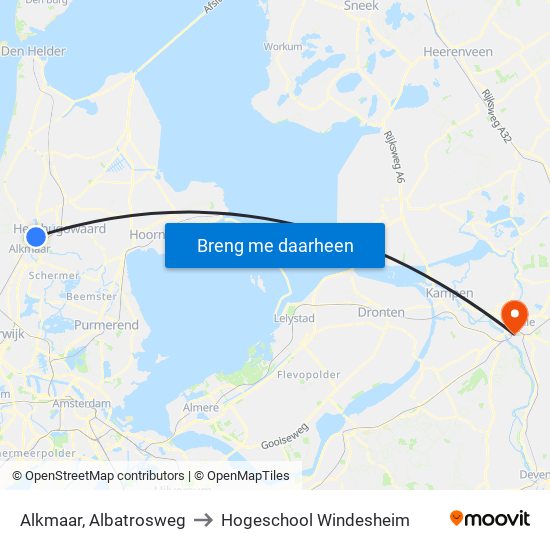 Alkmaar, Albatrosweg to Hogeschool Windesheim map