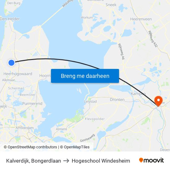 Kalverdijk, Bongerdlaan to Hogeschool Windesheim map