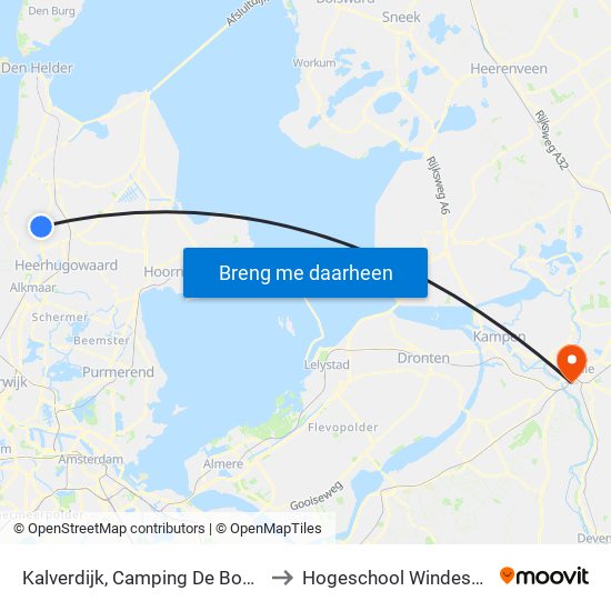 Kalverdijk, Camping De Bongerd to Hogeschool Windesheim map