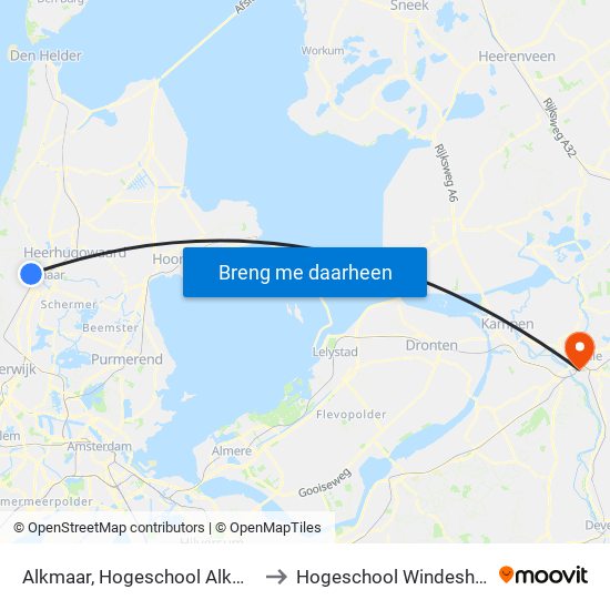 Alkmaar, Hogeschool Alkmaar to Hogeschool Windesheim map