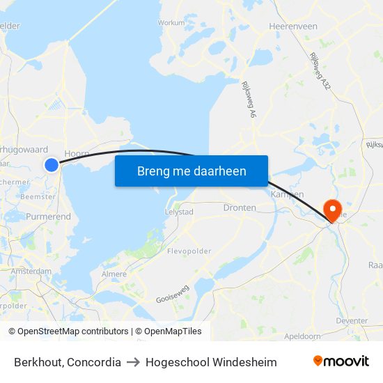 Berkhout, Concordia to Hogeschool Windesheim map