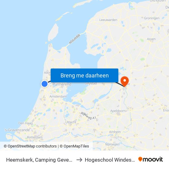 Heemskerk, Camping Geversduin to Hogeschool Windesheim map