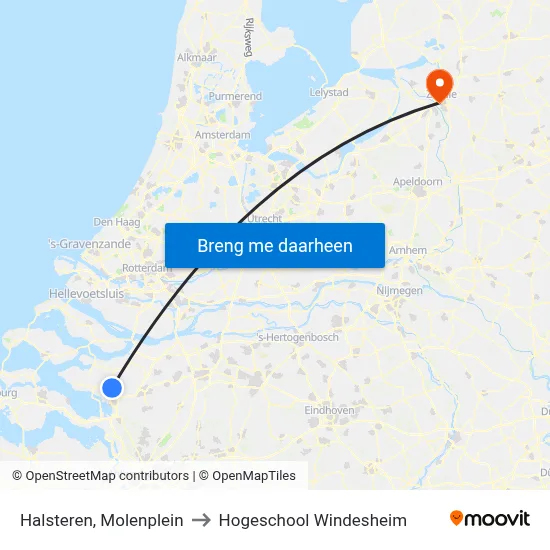 Halsteren, Molenplein to Hogeschool Windesheim map