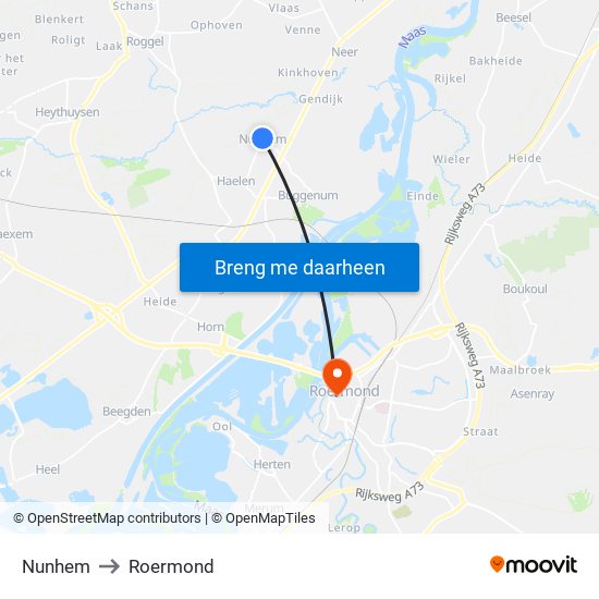 Nunhem to Roermond map