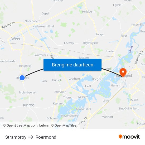 Stramproy to Roermond map