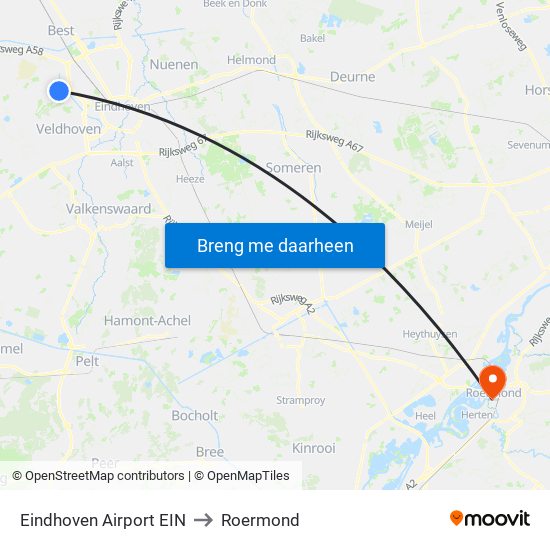 Eindhoven Airport EIN to Roermond map