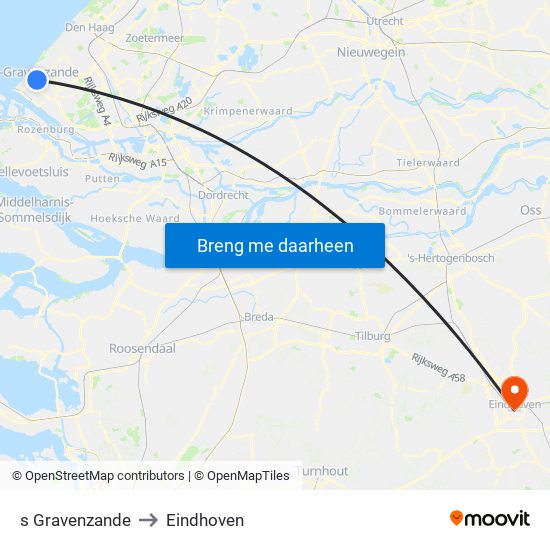s Gravenzande to Eindhoven map
