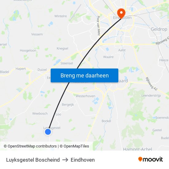 Luyksgestel Boscheind to Eindhoven map